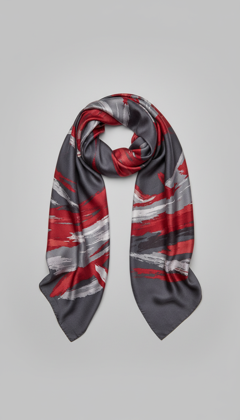 Atelierlunova — The Vega Silk Scarf in Crimson Storm